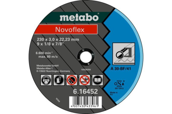 Отрезной круг Metabo 115х2,5х22,23мм Novoflex A 30 прямой  616442000