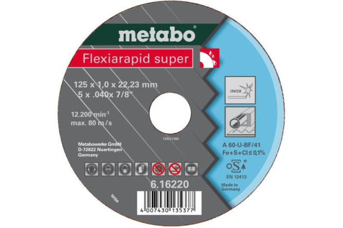 Отрезной круг Metabo 180х1,6х22,23мм Flexiarapid Super HydroResist A 46-U изогнутый  616227000