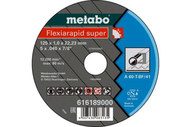 Отрезной круг Metabo 125х1,6х22,23мм Flexiamant Super А 46-Т прямой  616192000