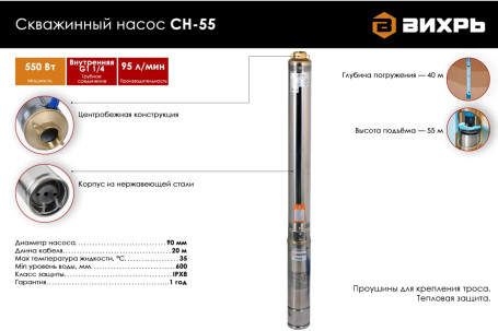 Скважинный насос СН-55 Вихрь