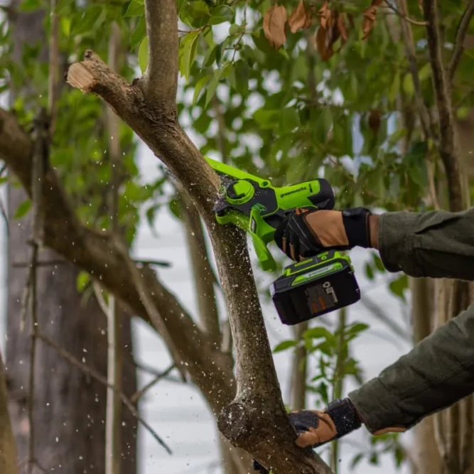 Цепная мини пила аккумуляторная Greenworks GD24CS15, 24V, 15см, бесщеточная, с автоматической смазкой цепи, без АКБ и ЗУ