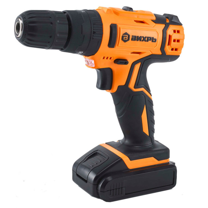 Дрель-шуруповерт аккумуляторная ударная Вихрь ДА-18Л-2кУ (2,0 А/ч)