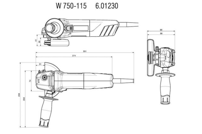 Угловая шлифовальная машина Metabo W 750-115 601230000