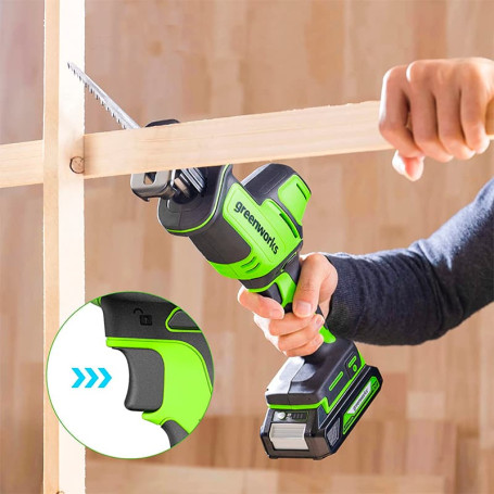 Пила сабельная компактная аккумуляторная Greenworks Арт.1200507, 24V, бесщеточная, без АКБ и ЗУ.