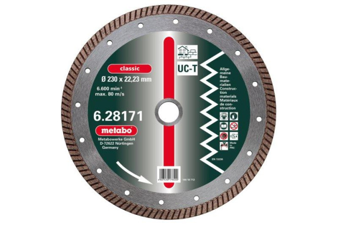 Алмазный диск Metabo 180х22,23мм Classic UC-T Turbo универсальный  628170000