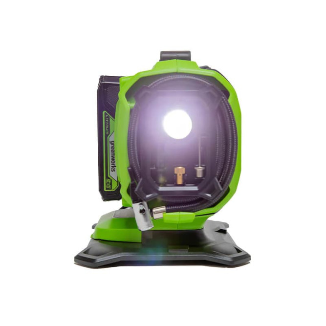 Компрессор автомобильный аккумуляторный Greenworks 3400807, 24V / 12V (от сети авто), без АКБ и ЗУ