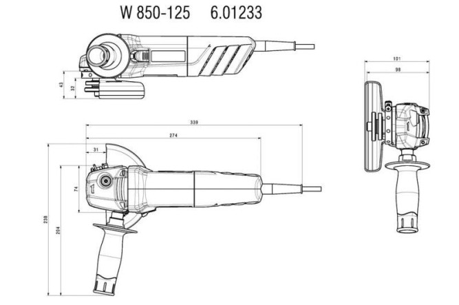 Угловая шлифовальная машина Metabo W 850-125 601233010
