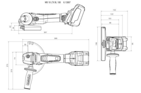 Аккумуляторная угловая шлифовальная машина Metabo WB 18 LTX BL 180 613087840